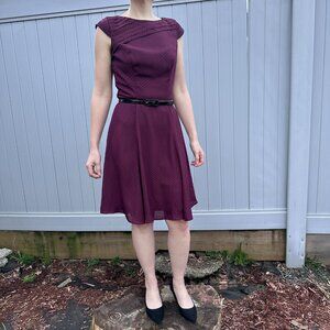 Plum Polka Dot Fit & Flare Dress – Review Size 8